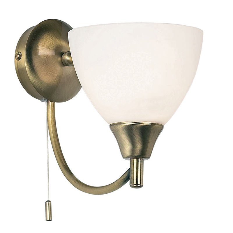 Endon-1805-1AN - Alton - Opal Glass with Antique Brass Wall Lamp