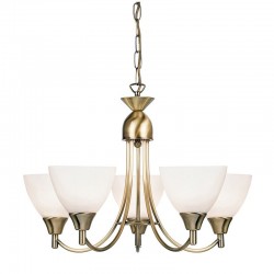 Alton - Antique Brass 5 Light Centre Fitting with Opal Glass Alton - Antique Brass 5 Light Centre Fitting with Opal Glass