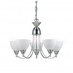Alton - Satin Chrome 5 Light Pendant with Opal Glass