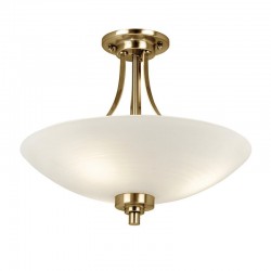 Welles - Antique Brass 3 Light Semi-Flush with White Glass Welles - Antique Brass 3 Light Semi-Flush with White Glass