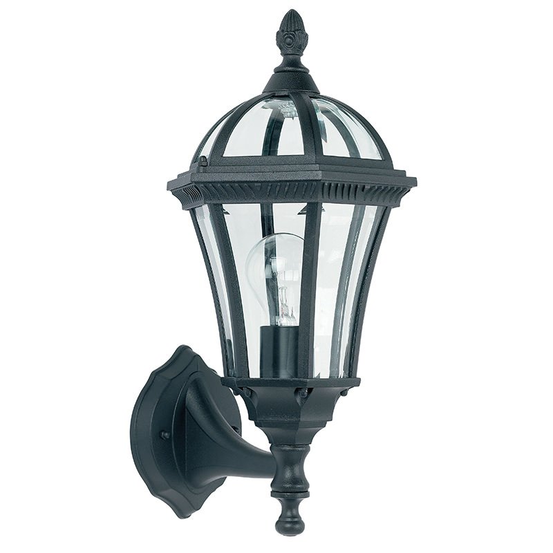 Endon-YG-3500 - Drayton - Black with Glass Uplight Lantern Wall Lamp