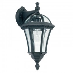 Drayton - Black Downlight Lantern Wall Lamp with Clear Glass 