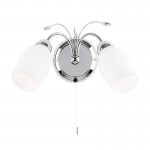 Meadow - Polish Chrome Twin Wall Lamp with White Glasses Meadow - Polish Chrome Twin Wall Lamp with White Glasses