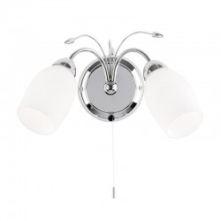Meadow - Polish Chrome Twin Wall Lamp with White Glasses Meadow - Polish Chrome Twin Wall Lamp with White Glasses