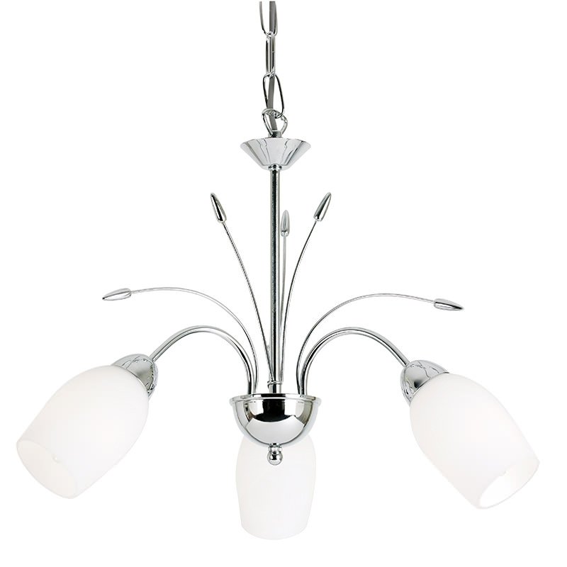 Endon-2007-3CH - Meadow - White Glass with Chrome 3 Light Centre Fitting