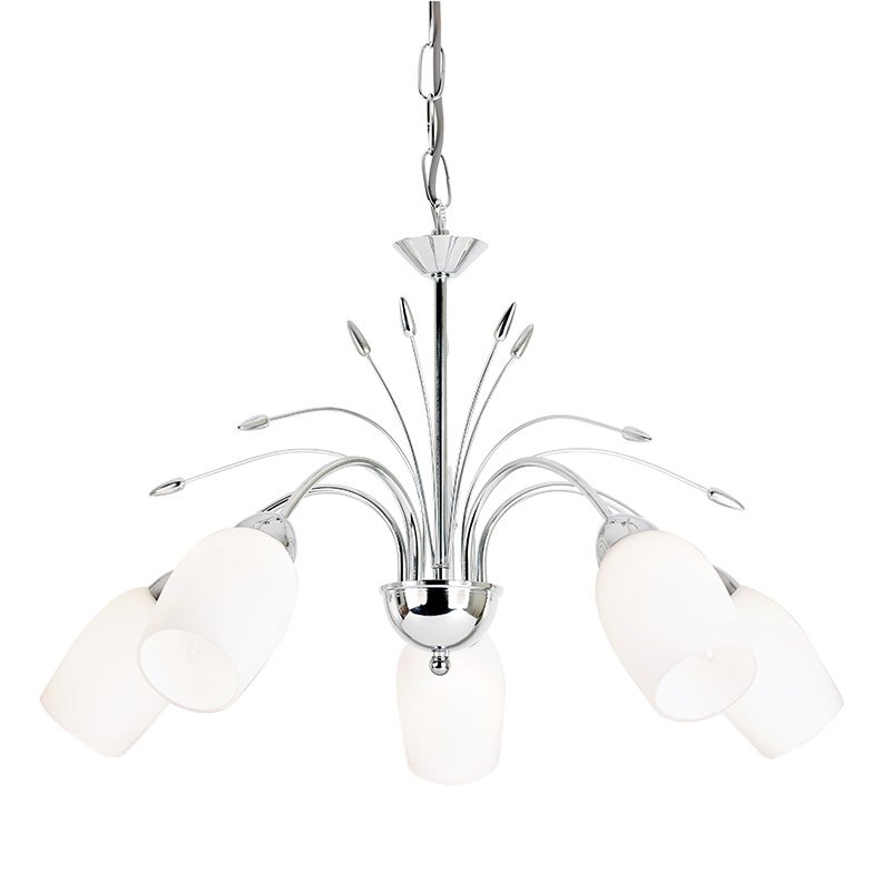 Endon-2007-5CH - Meadow - White Glass with Chrome 5 Light Centre Fitting