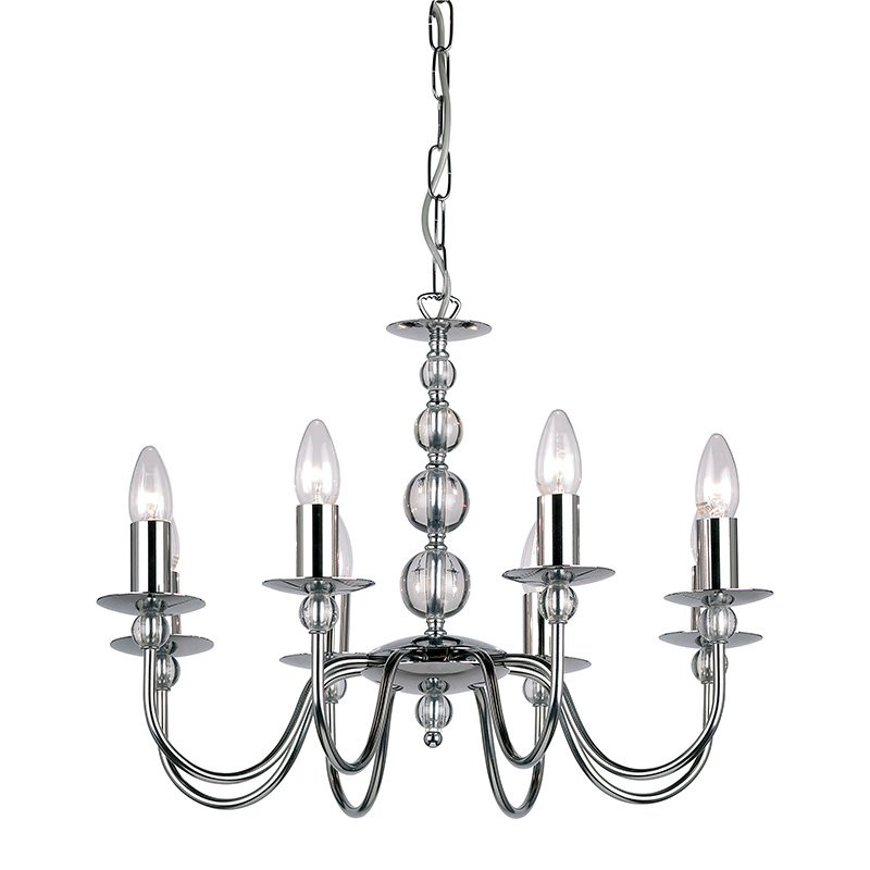 Ceiling Lights - Parkstone - Polished Chrome with Glass 8 Light Centre Fitting Endon-2013-8CH - Parkstone - Polished Chrome with Glass 8 Light Centre Fitting