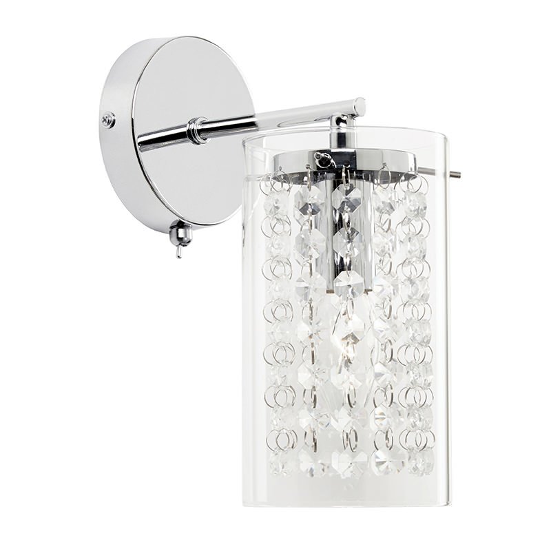 Wall Lights - Alda - Clear Glass with Crystal Wall Lamp Endon-ALDA-1WBCH - Alda - Clear Glass with Crystal Wall Lamp