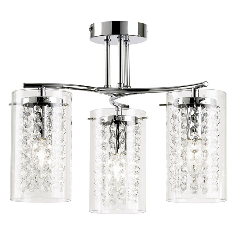 Ceiling Lights - Alda - Clear Glass with Crystal 3 Light Ceiling Lamp Endon-ALDA-3CH - Alda - Clear Glass with Crystal 3 Light Ceiling Lamp