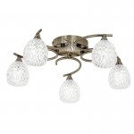 Boyer - Antique Brass 5 Light Ceiling Lamp with Cut Clear Glass Boyer - Antique Brass 5 Light Ceiling Lamp with Cut Clear Glass