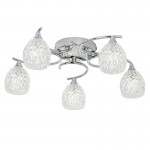 Boyer - Chrome 5 Light Ceiling Lamp with Cut Clear Glass Boyer - Chrome 5 Light Ceiling Lamp with Cut Clear Glass