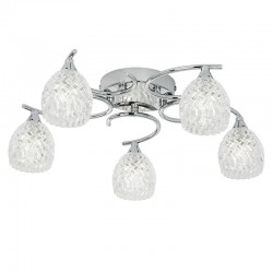 Boyer - Chrome 5 Light Ceiling Lamp with Cut Clear Glass Boyer - Chrome 5 Light Ceiling Lamp with Cut Clear Glass