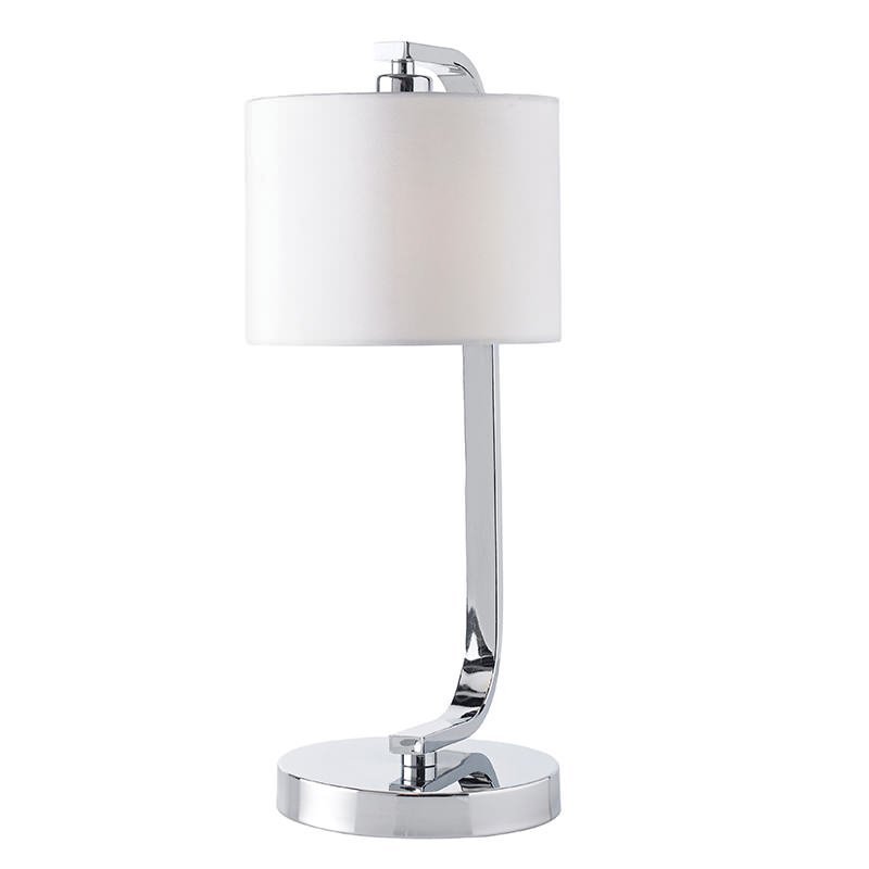Endon-CANNING-TLCH - Canning - White Faux Silk Shade with Chrome Table Lamp