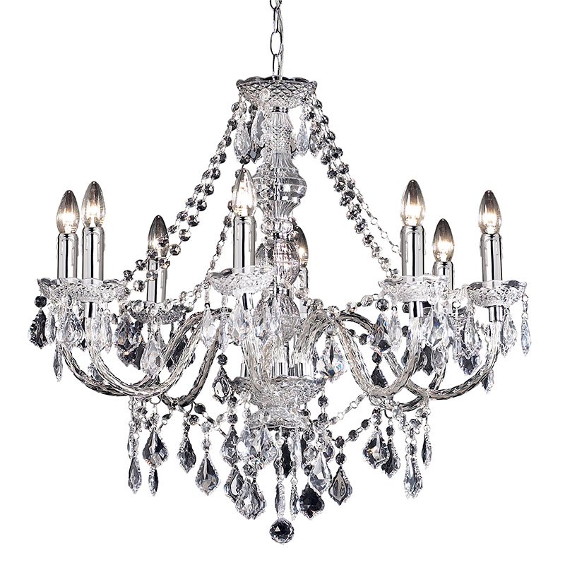 Crystal & Acrylic - Clarence - Clear Acrylic with Chrome 8 light Chandelier Endon-308-8CL - Clarence - Clear Acrylic with Chrome 8 light Chandelier