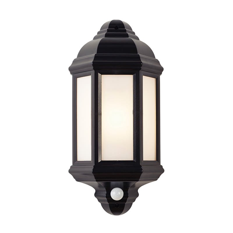 Outdoor - Halbury - Black Half Lantern Sensor Wall Lamp Saxby-EL-40115 - Halbury - Black Half Lantern Sensor Wall Lamp