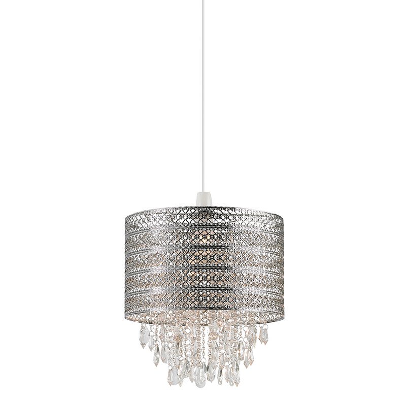 Accessories - Harewood - Crystal with Chrome Shade for Hanging Pendant Endon-NE-HAREWOOD-CH - Harewood - Crystal with Chrome Shade for Hanging Pendant