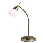 Range - Antique Brass Touch Table Lamp with White Glass
