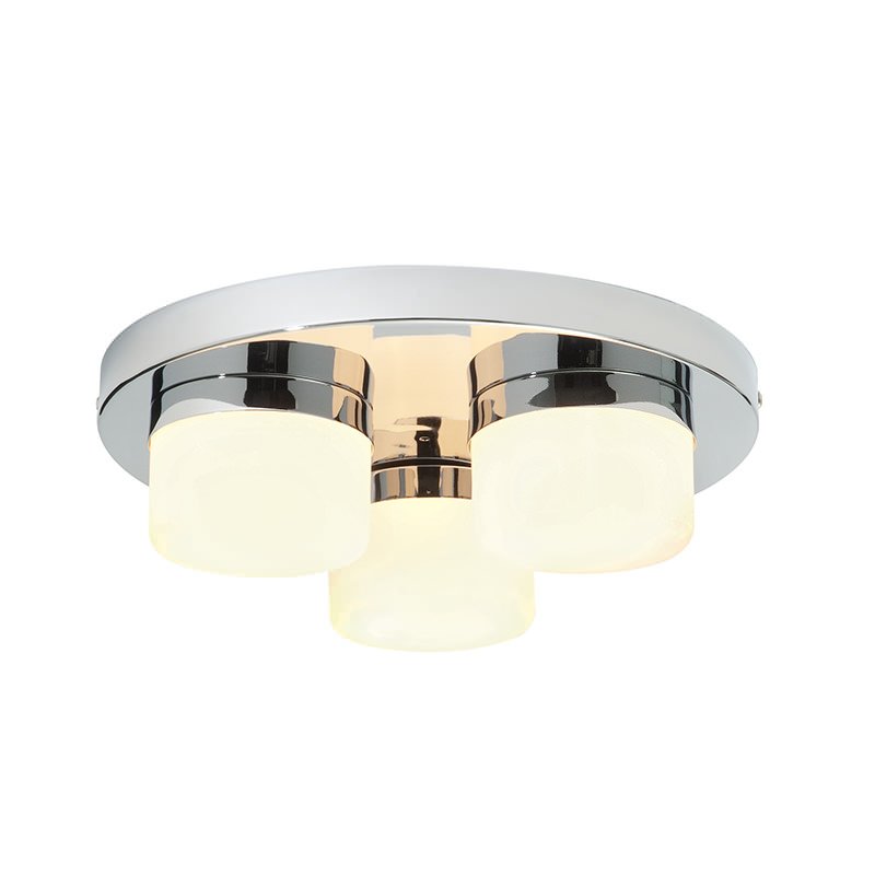 Saxby-34200 - Pure - Bathroom Chrome & Opal Glass 3 Light Flush