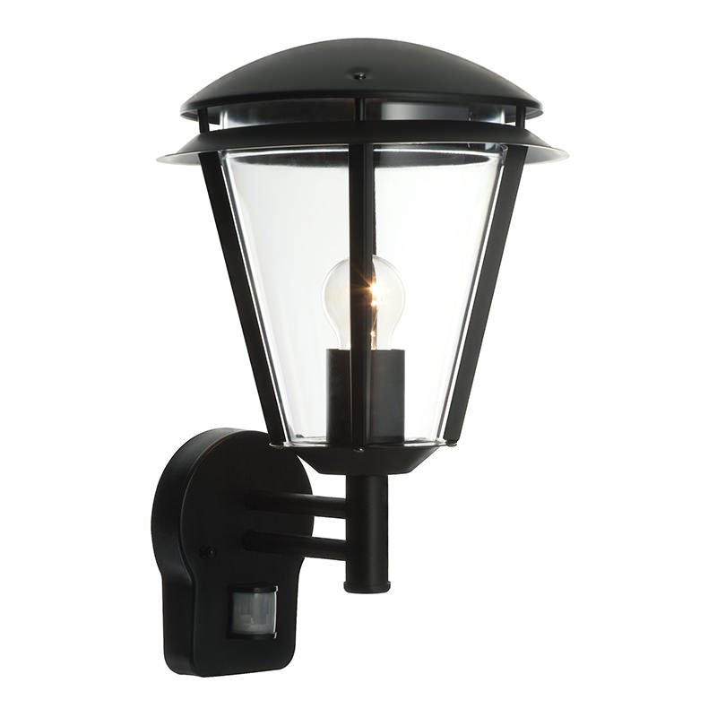 Saxby-49946 - Inova - Matt Black & Clear PIR Wall Lamp