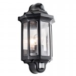 Traditional - Outdoor Satin Black Half Lantern PIR Wall Lamp