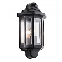 Traditional - Outdoor Satin Black Half Lantern Wall Lamp Traditional - Outdoor Satin Black Half Lantern Wall Lamp