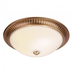 Brahm - Antique Brass Flush with White Glass Brahm - Antique Brass Flush with White Glass