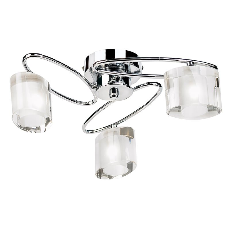 Ceiling Lights - Sonata - Crystal with Chrome 3 Light Ceiling Lamp Endon-91183 - Sonata - Crystal with Chrome 3 Light Ceiling Lamp