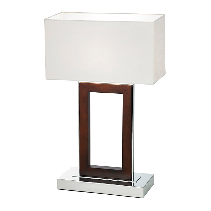 Table & Floor Lamp - Portal - Cream Fabric with Wood & Chrome Table Lamp Endon-0195-DW - Portal - Cream Fabric with Wood & Chrome Table Lamp