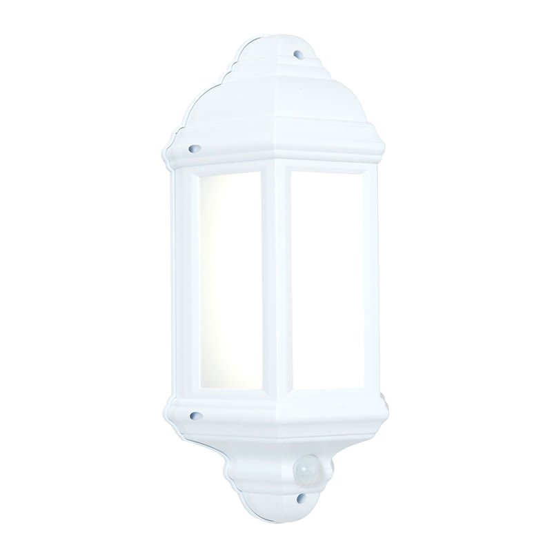 Saxby-54554 - Halbury - LED White Half Lantern Sensor Wall Lamp