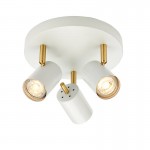 Gull - Matt White & Satin Brass Round 3 Light Spotlights Gull - Matt White & Satin Brass Round 3 Light Spotlights