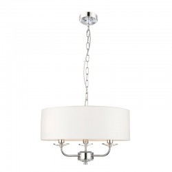 Nixon - Nickel 3 Light Pendant with Crystal & Vintage White Shade Nixon - Nickel 3 Light Pendant with Crystal & Vintage White Shade