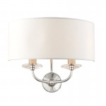 Nixon - Nickel Twin Wall Lamp with Crystal & Vintage White Shade Nixon - Nickel Twin Wall Lamp with Crystal & Vintage White Shade