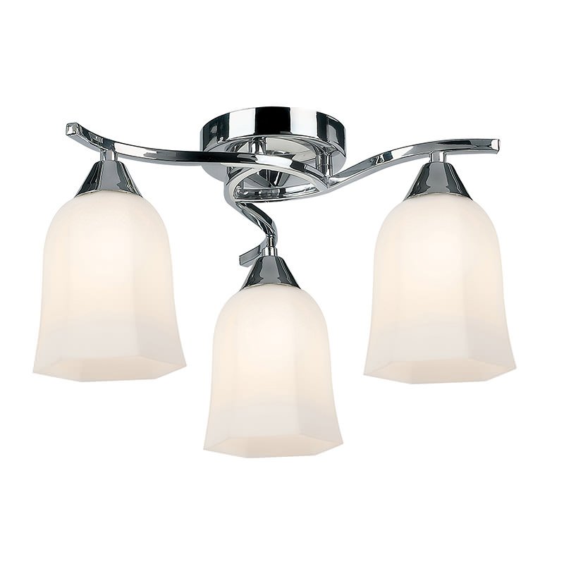 Ceiling Lights - Alonso - Polished Chrome and Opal Glass 3 Light Centre Fitting Endon-96963-CH - Alonso - Polished Chrome and Opal Glass 3 Light Centre Fitting
