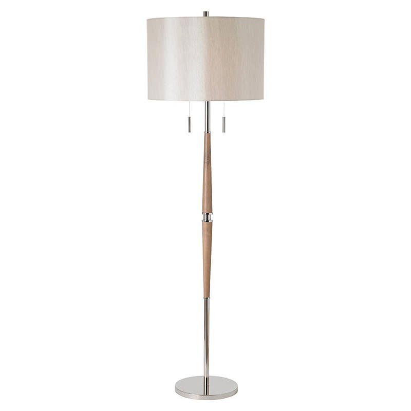 Endon-ALTESSE-FLNI - Altesse - Nickel & Wood with Shade Floor Lamp
