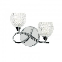 Boyer - Chrome Left Twin Wall Lamp with Cut Clear Glass  Boyer - Chrome Left Twin Wall Lamp with Cut Clear Glass