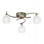 Boyer - Antique Brass 3 Light Ceiling Lamp with Cut Clear Glass  Boyer - Antique Brass 3 Light Ceiling Lamp with Cut Clear Glass