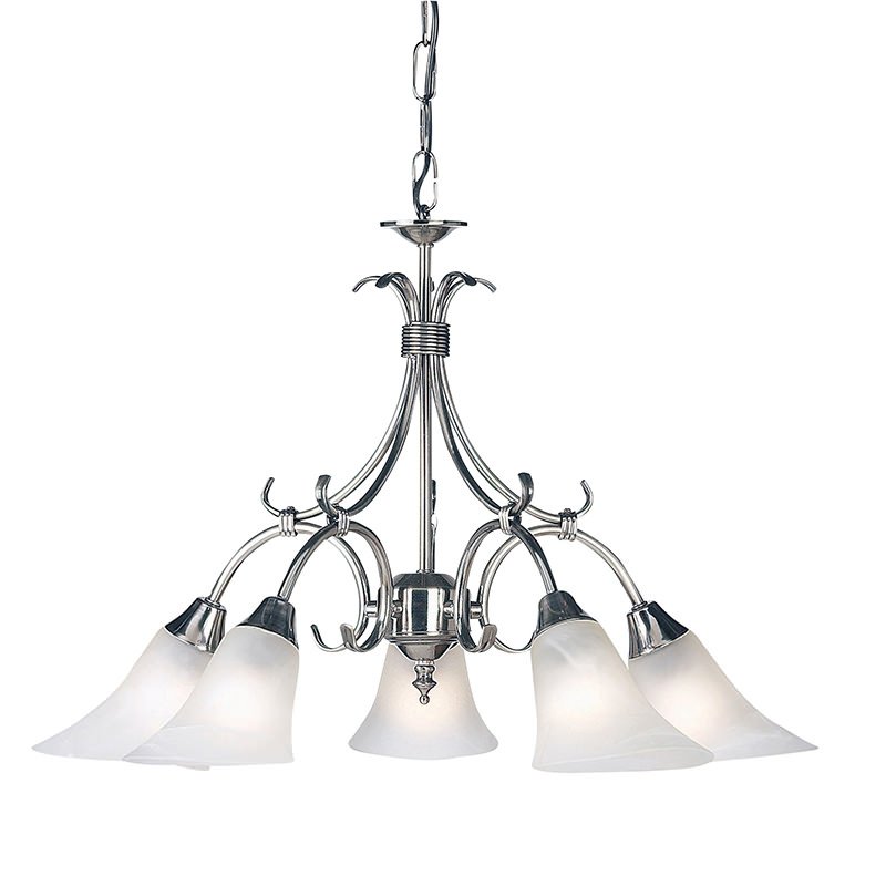 Ceiling Lights - Hardwick - Alabaster Glass with Antique Silver 5 Light Pendant Endon-144-5AS - Hardwick - Alabaster Glass with Antique Silver 5 Light Pendant