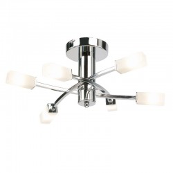 Havana - Chrome 6 Light Ceiling Lamp with Frosted Glass Havana - Chrome 6 Light Ceiling Lamp with Frosted Glass