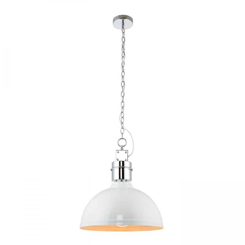 Ceiling Lights - Collingham - Gloss White with Chrome Single Pendant Endon-67556 - Collingham - Gloss White with Chrome Single Pendant