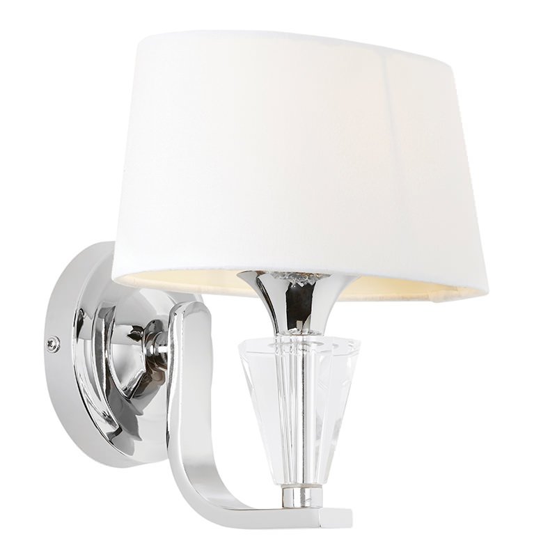 Wall Lights - Fiennes - Vintage White with Chrome Wall Lamp Endon-FIENNES-1WBNI - Fiennes - Vintage White with Chrome Wall Lamp