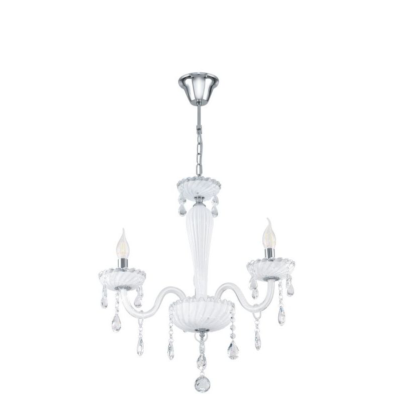 Crystal & Acrylic - Carpento - White and Transparent Crystal 3 Light Chandelier Eglo-39112 - Carpento - White and Transparent Crystal 3 Light Chandelier