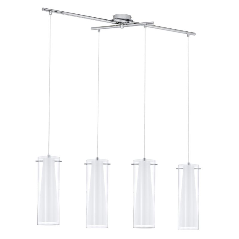 Eglo-89834 - Pinto - Clear & White Glass with Chrome 4 Light over Island Fitting
