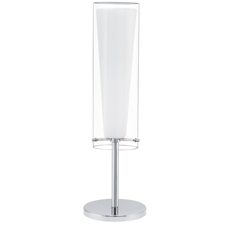Eglo-89835 - Pinto - Clear & White Glass with Chrome Table Lamp