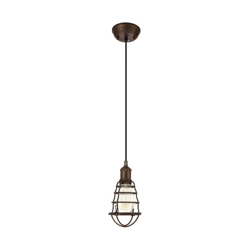 Ceiling Lights - Port Seton - Vintage Antique Brown Single Hanging Pendant Eglo-49809 - Port Seton - Vintage Antique Brown Single Hanging Pendant