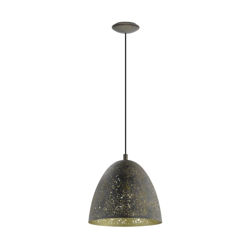 Ceiling Lights - Safi - Vintage Brown & Gold Single Small Pendant Eglo-49814 - Safi - Vintage Brown & Gold Single Small Pendant