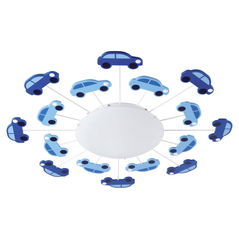 Eglo-92146 - Viki 1 - Kids Wall / Ceiling Light with Decorative Design Blue Cars