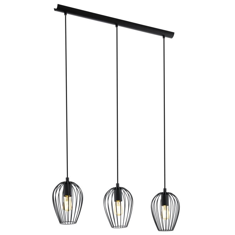 Eglo-49478 - Newtown - Vintage Black Cage 3 Light over Island Fitting