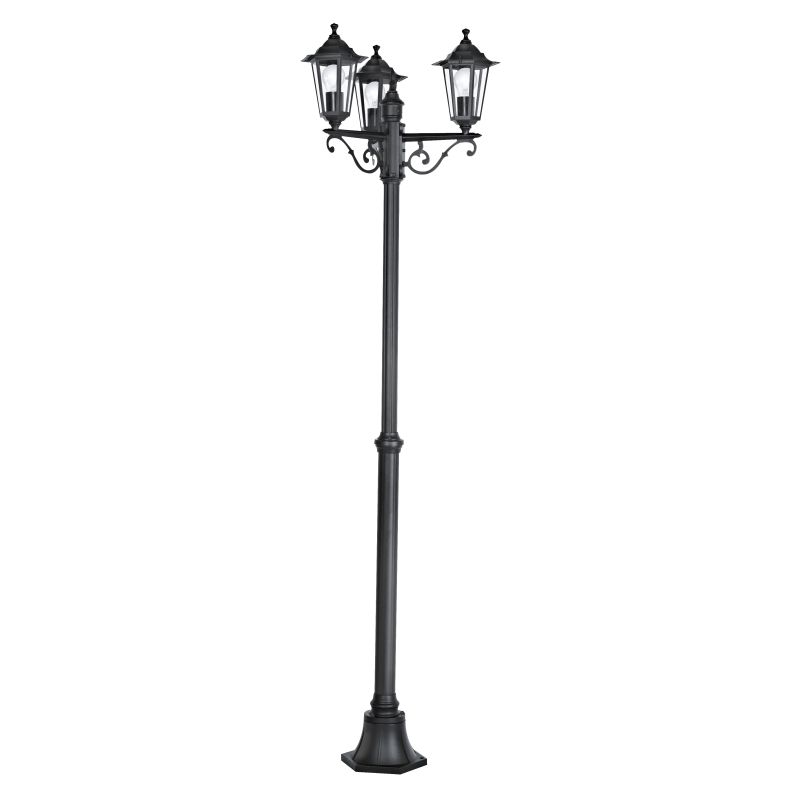 Eglo-22145 - Laterna 4 - Black and Clear Glass 3 Light Traditional Lantern Post