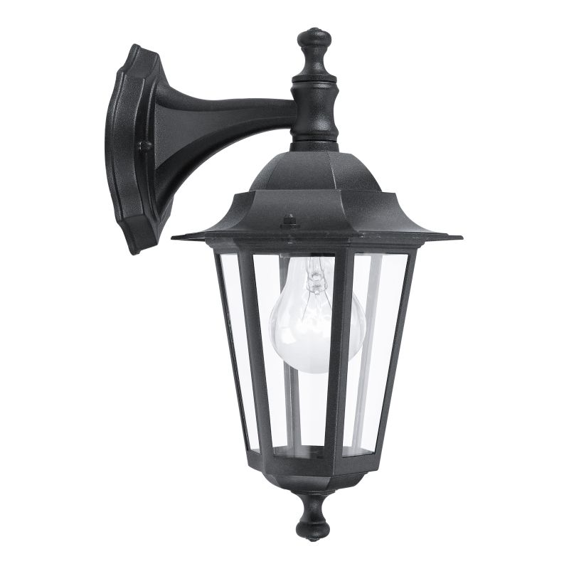 Eglo-22467 - Laterna 4 - Black and Clear Glass Traditional Lantern Downlight Wall Lamp