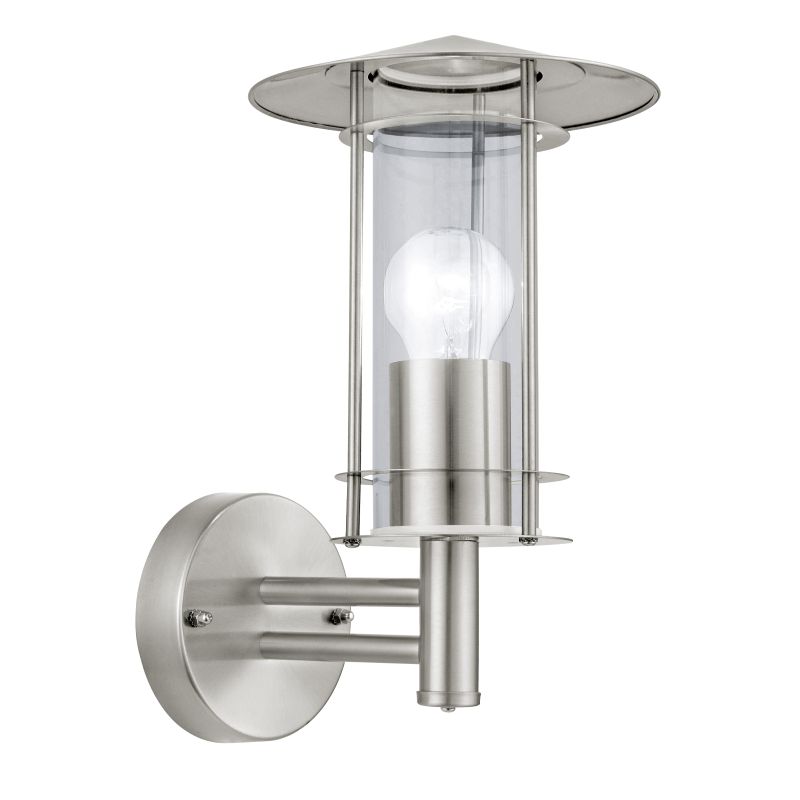 Eglo-30184 - Lisio - Modern Clear Glass with Stainless Steel Lantern Wall Lamp
